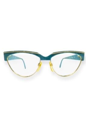 1980’s Silhouette Angular Green and Gold Eyeglasses, Model 6097, Made in Austria